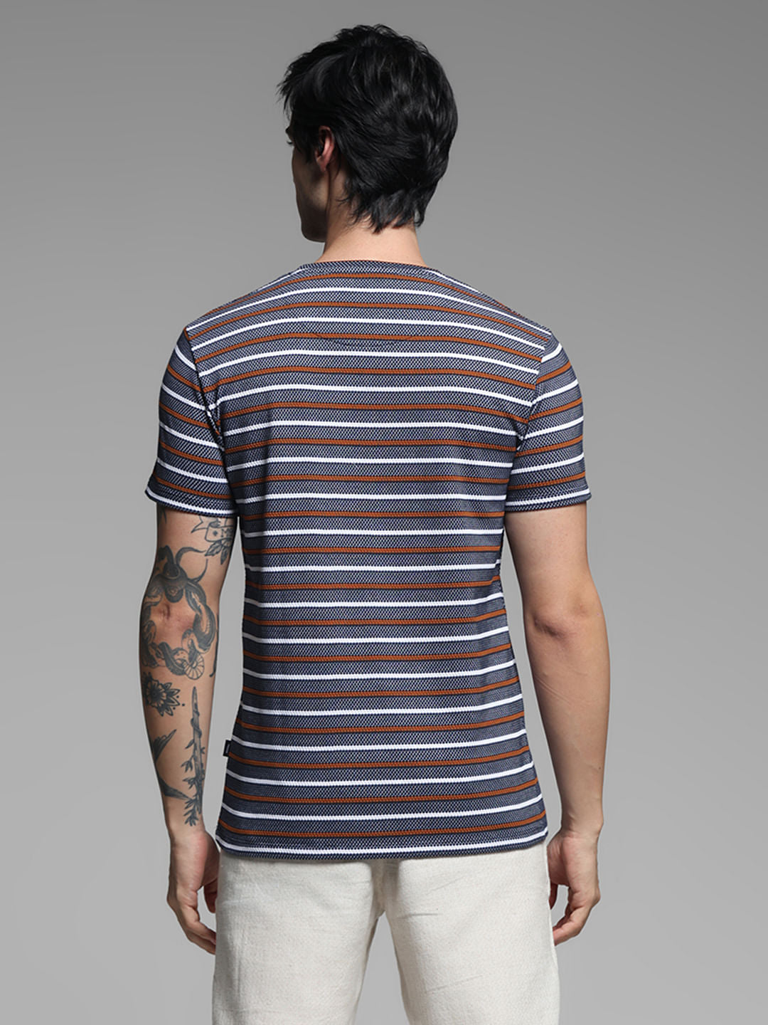 DARK BLUE STRIP T-SHIRT