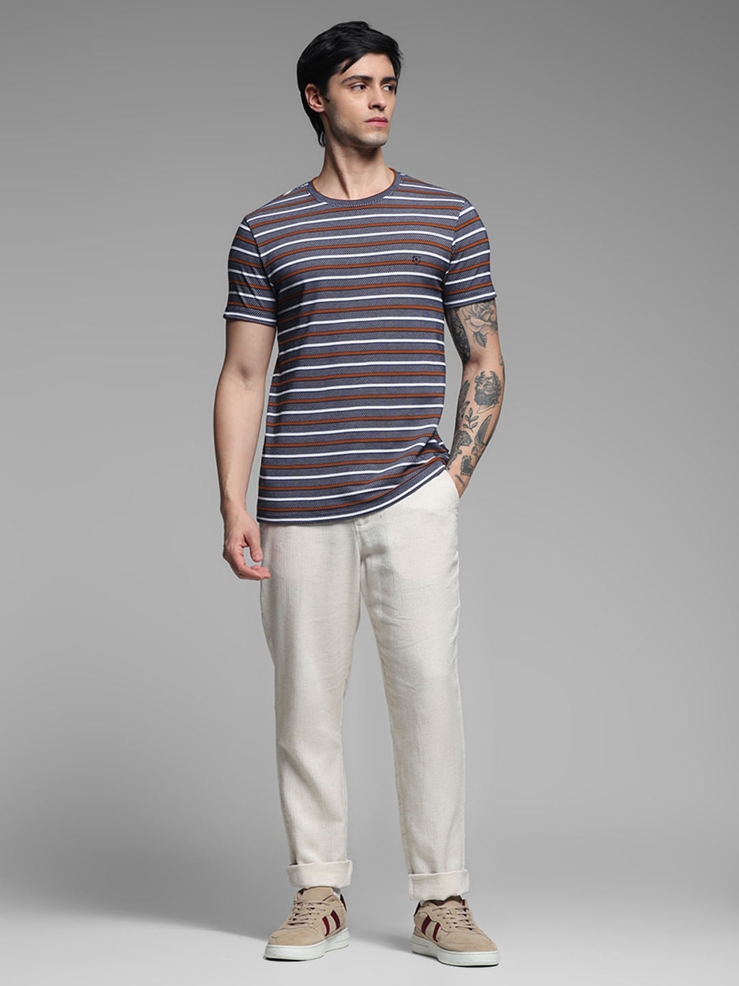 DARK BLUE STRIP T-SHIRT