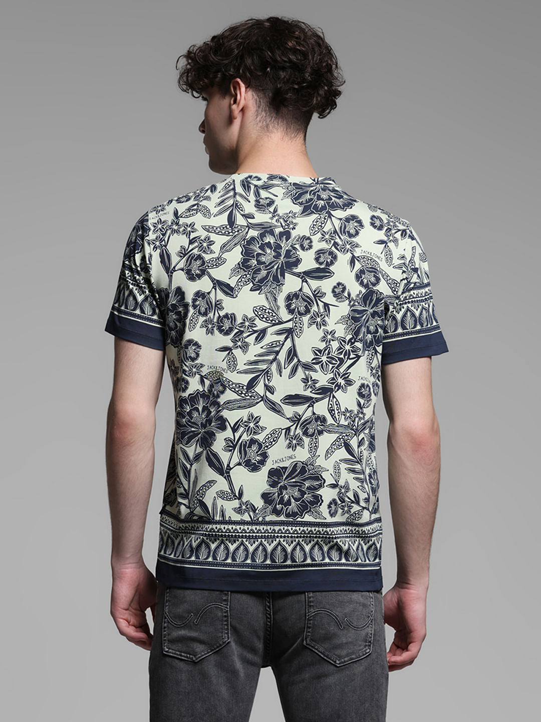 GREEN FLORAL CREW NECK T-SHIRT