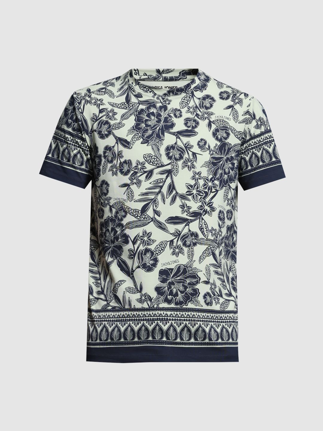 GREEN FLORAL CREW NECK T-SHIRT