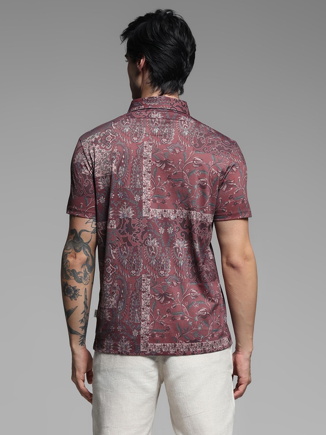 BRICK RED FLORAL POLO