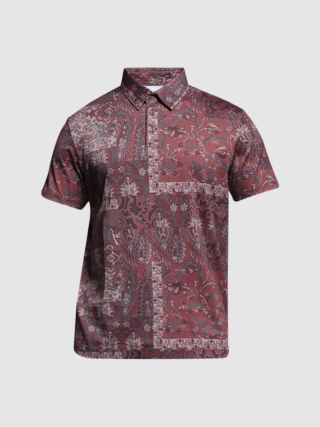 BRICK RED FLORAL POLO