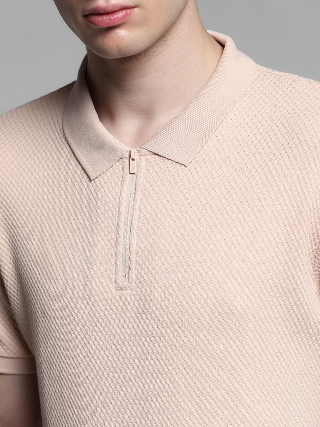 Pink Jacquard Cotton Polo