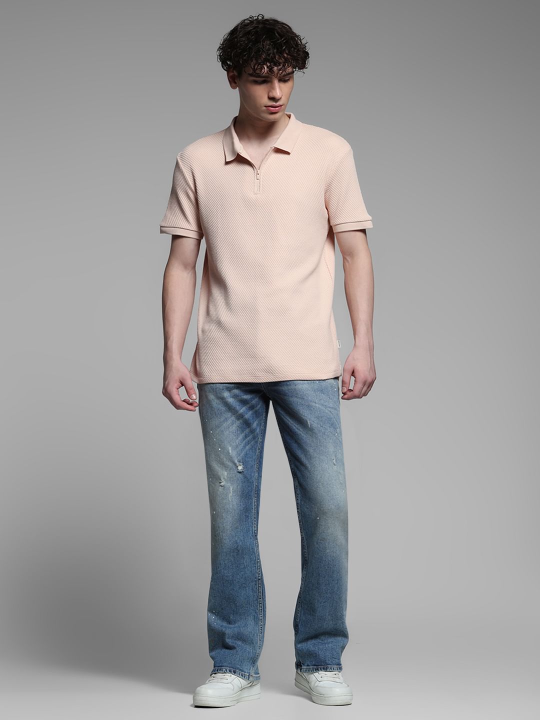 Pink Jacquard Cotton Polo