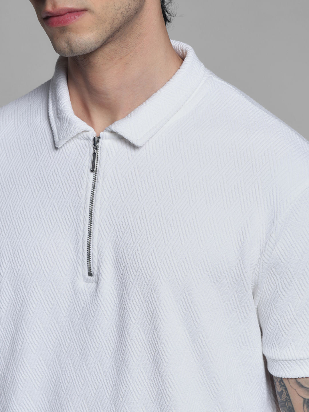 White Jacquard Polo