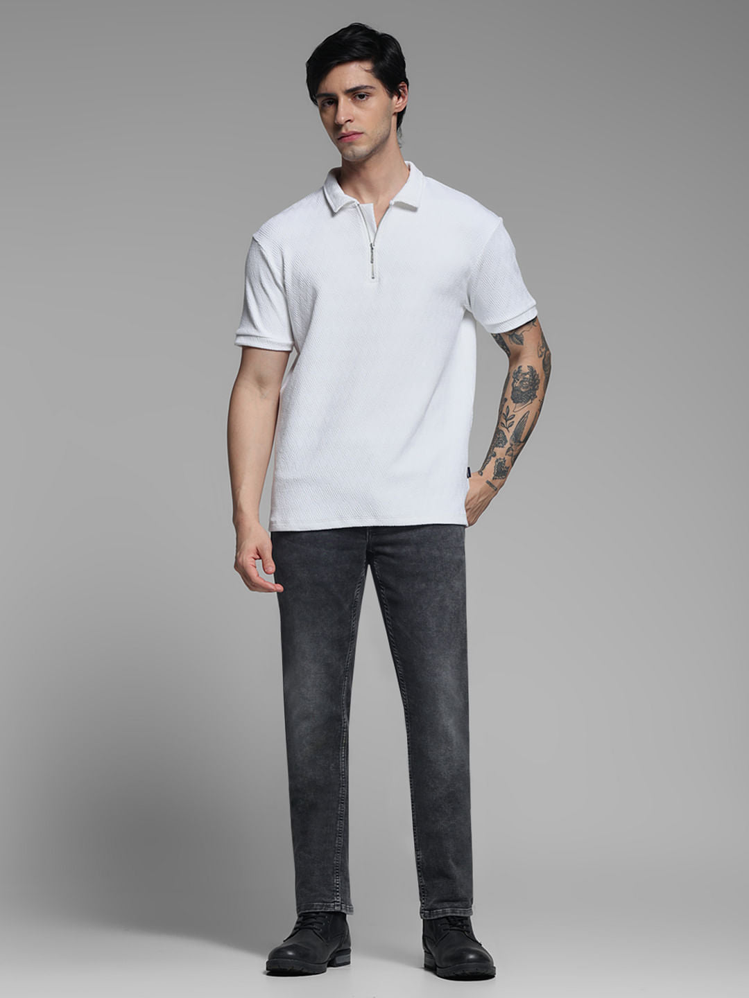 White Jacquard Polo