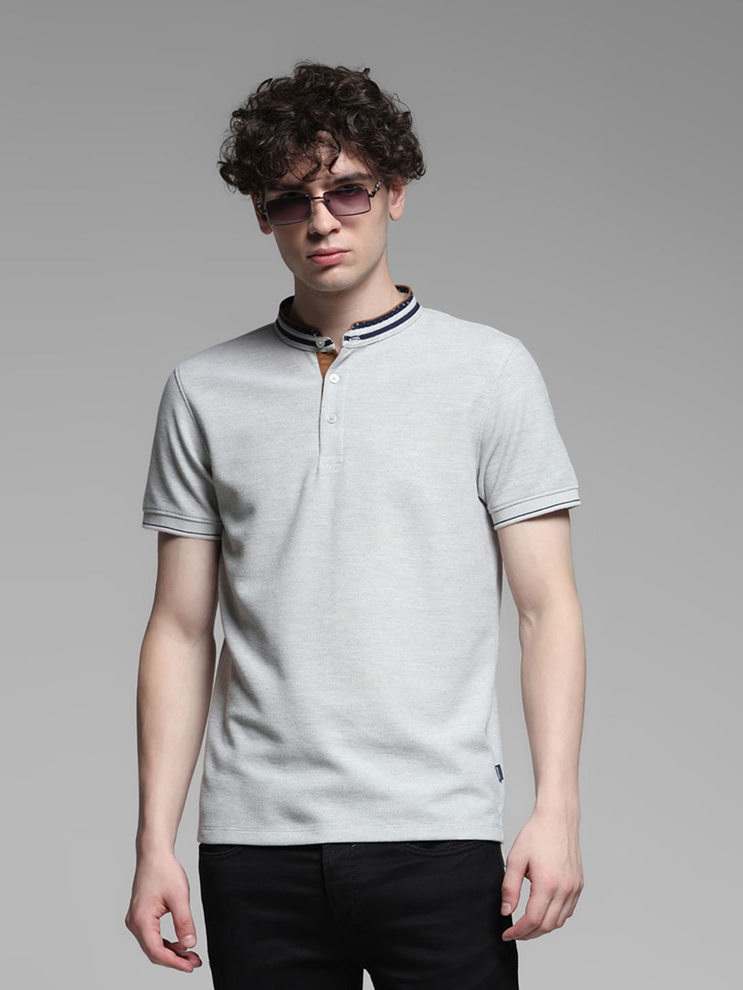 Light Grey Contrast Collar Polo