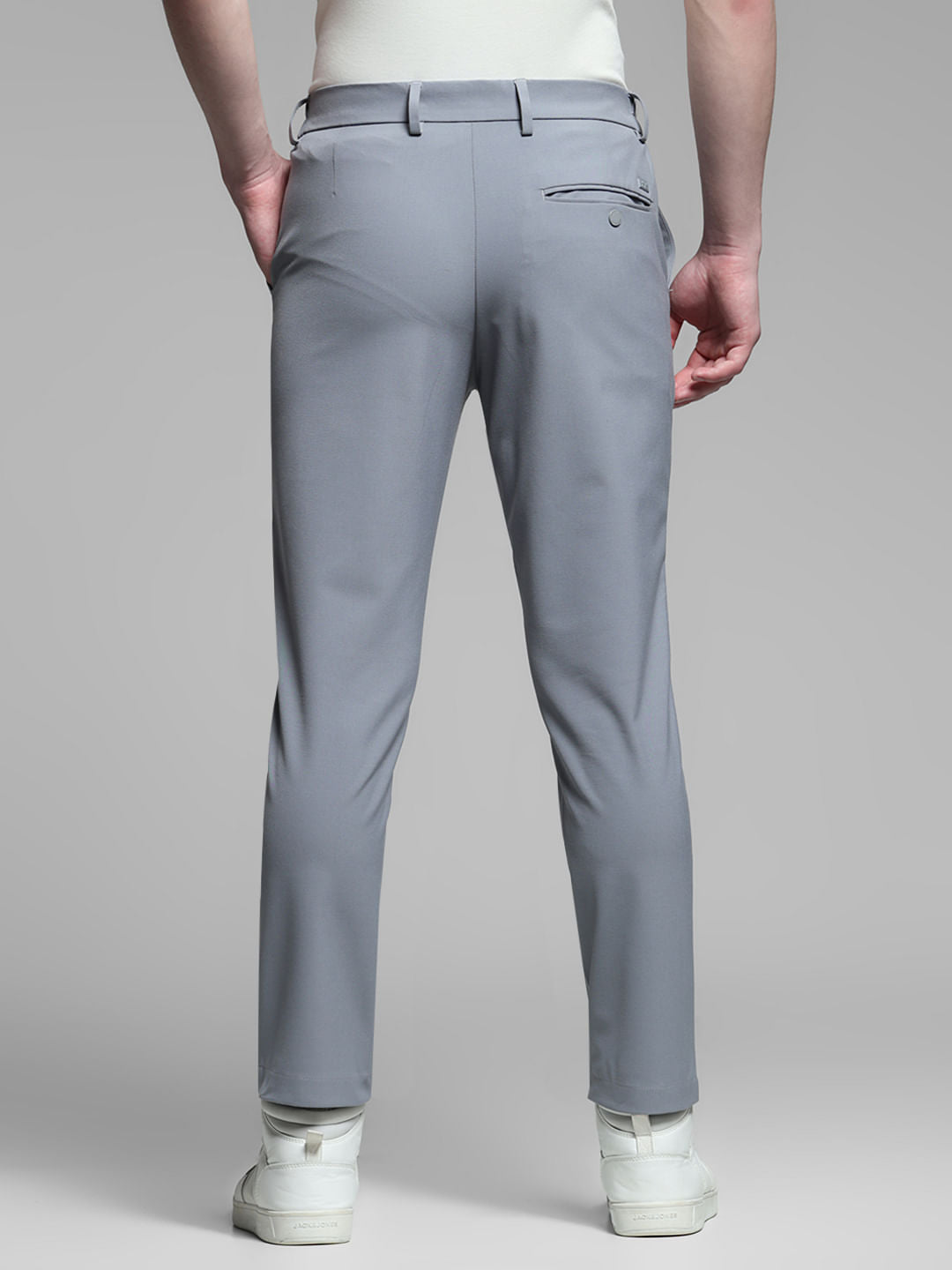 Light Grey Low Rise Stretch Trousers