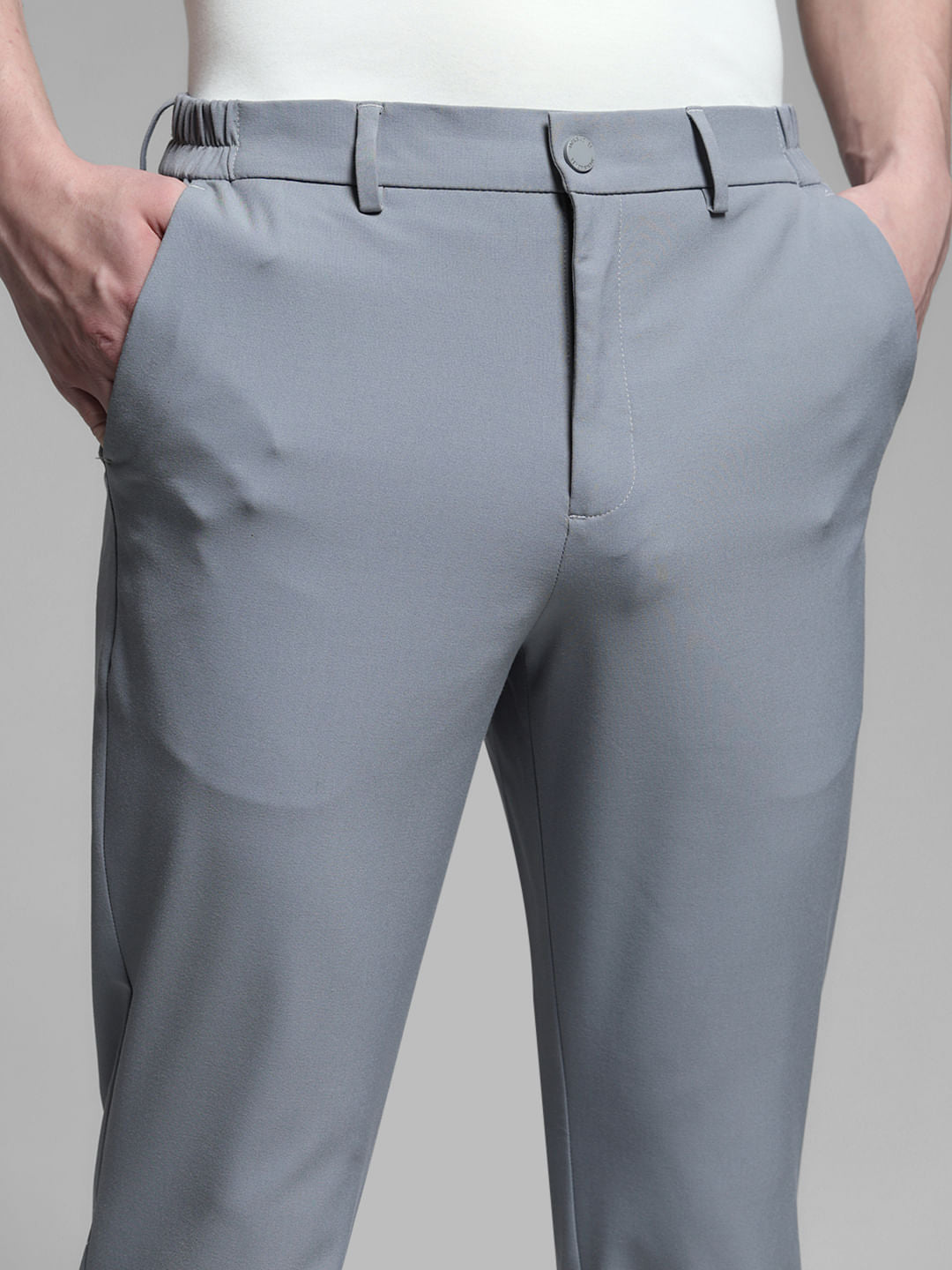 Light Grey Low Rise Stretch Trousers