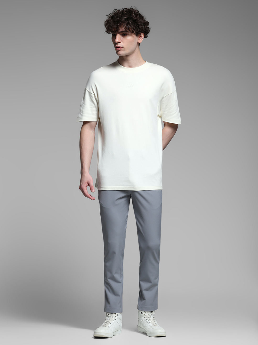 Light Grey Low Rise Stretch Trousers