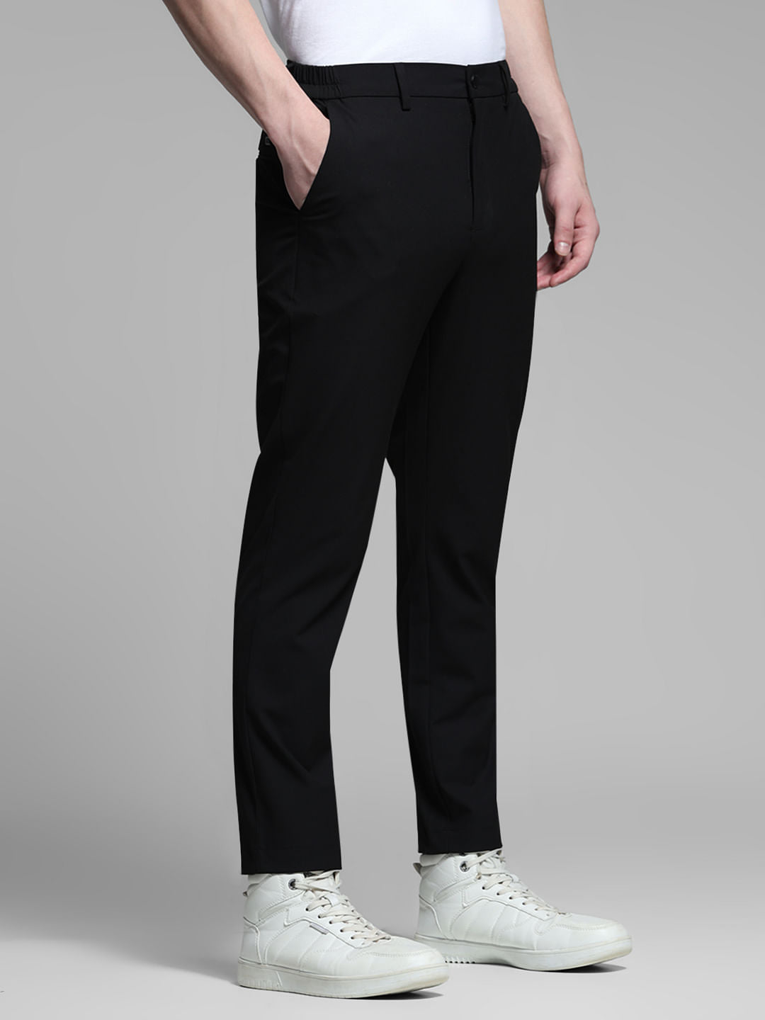 Black Low Rise Stretch Trousers