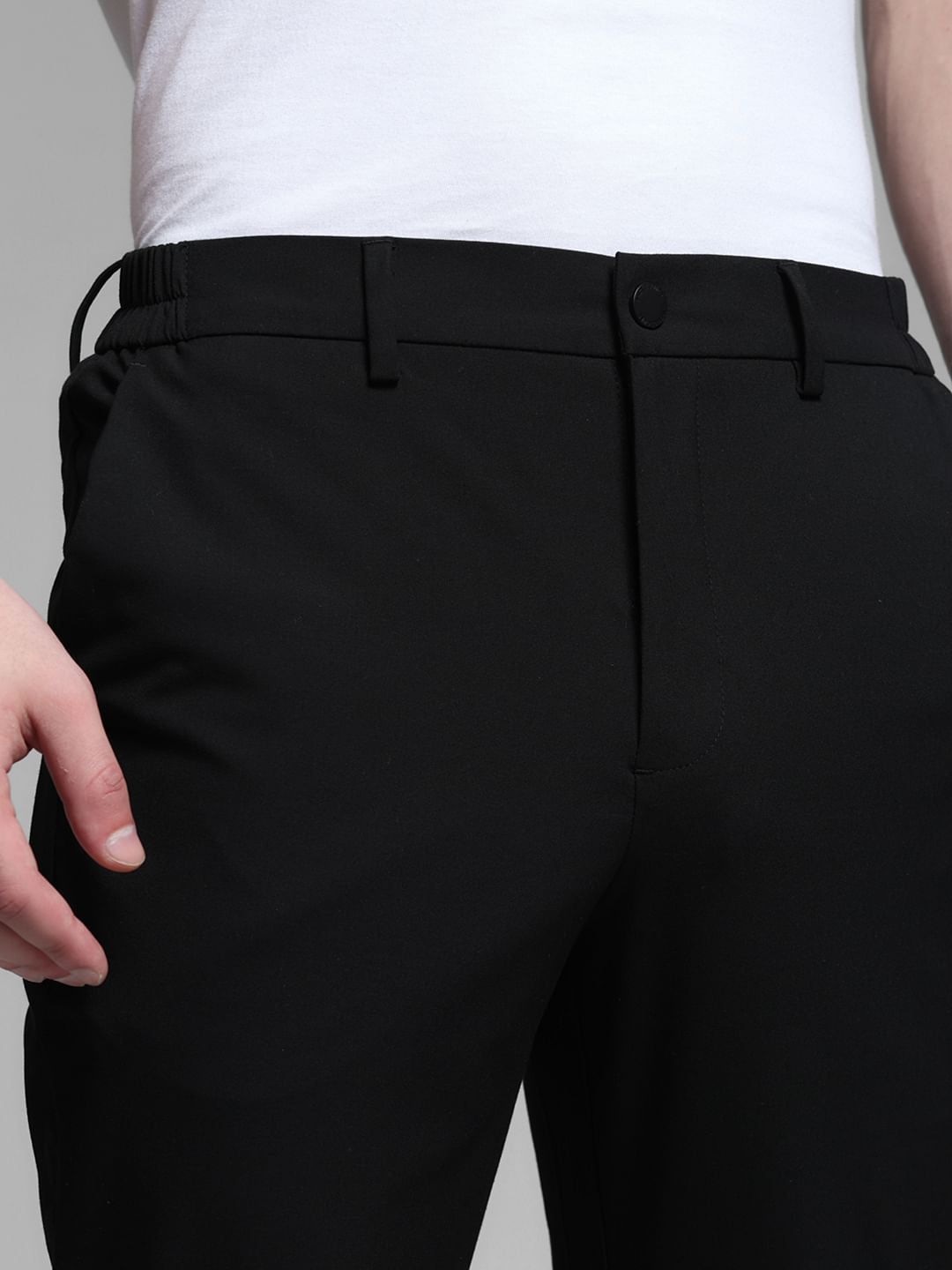 Black Low Rise Stretch Trousers