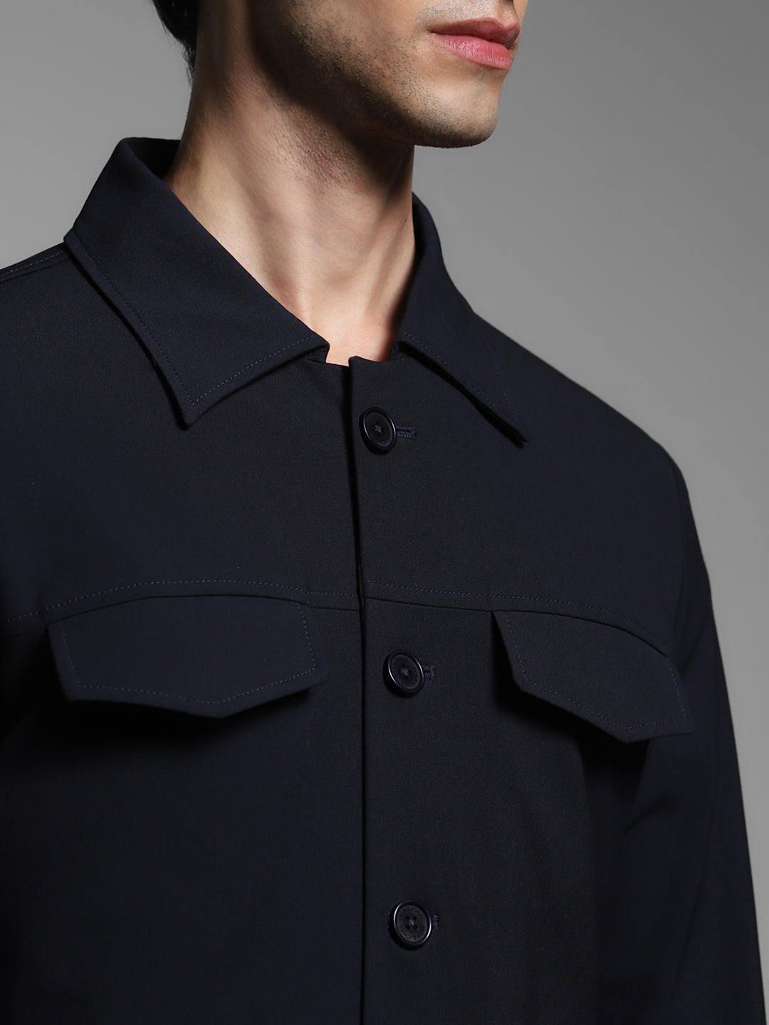 Minimal Utility Overshirt Jacket