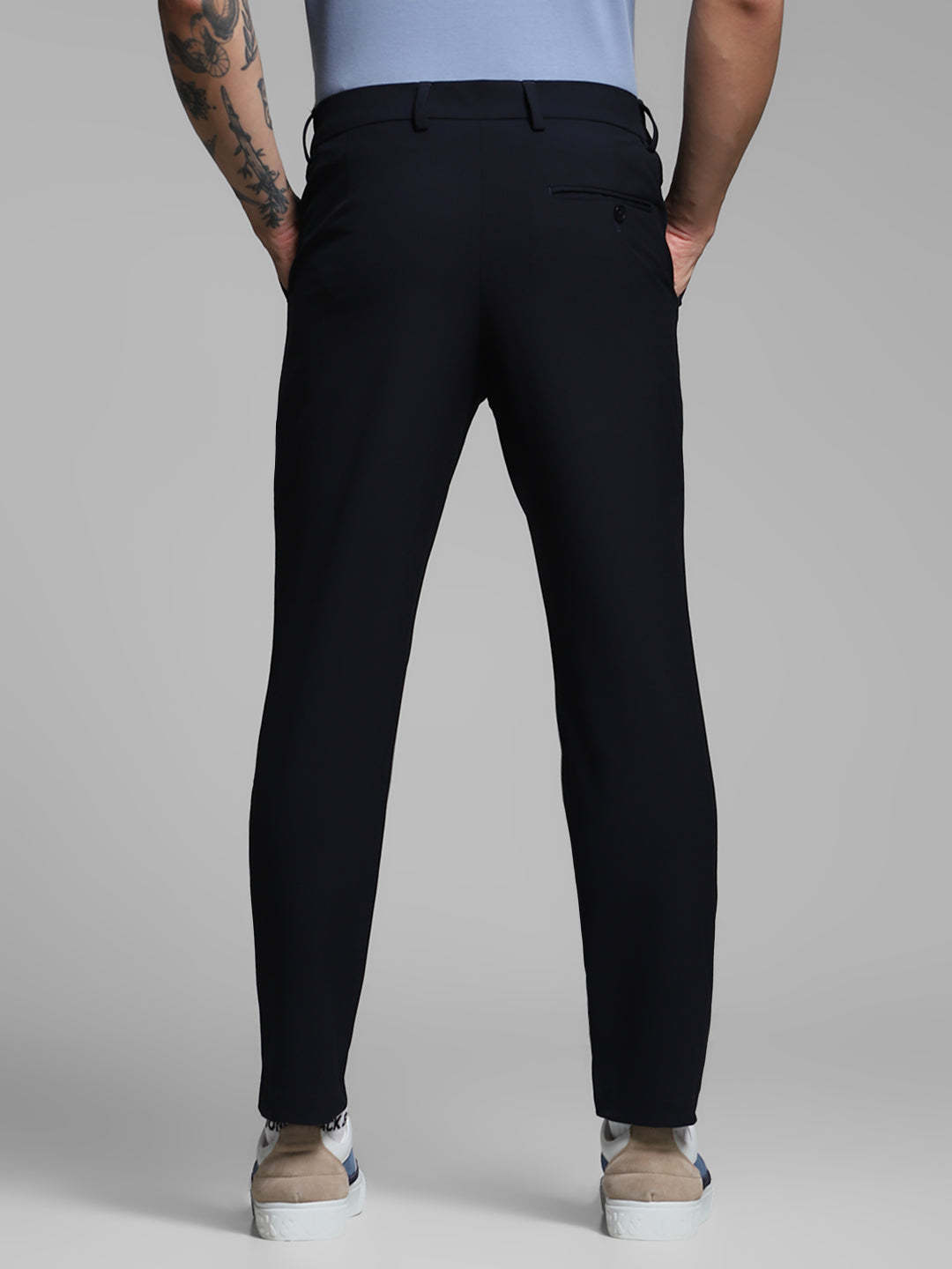 Men's Navy Blue Slim Fit Stretch Chinos