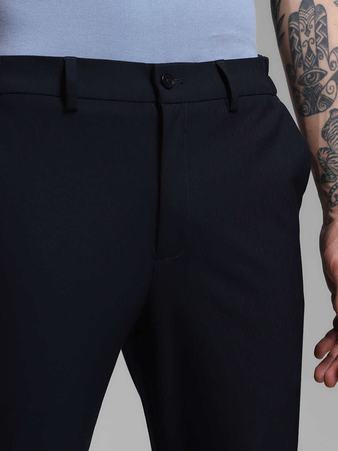 Men's Navy Blue Slim Fit Stretch Chinos