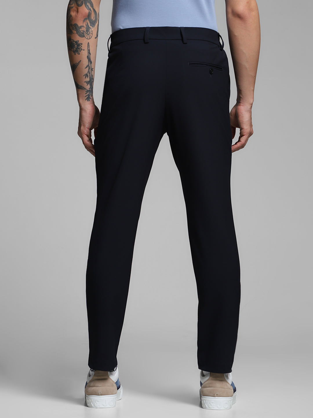 Men's Navy Blue Slim Fit Stretch Chinos
