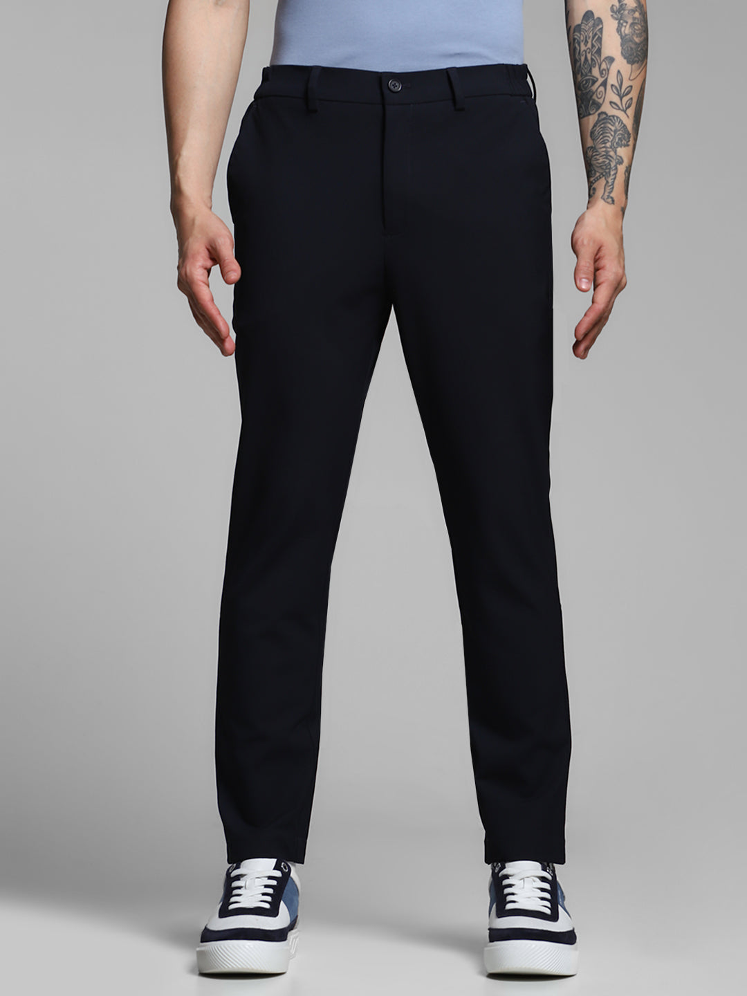 Men's Navy Blue Slim Fit Stretch Chinos