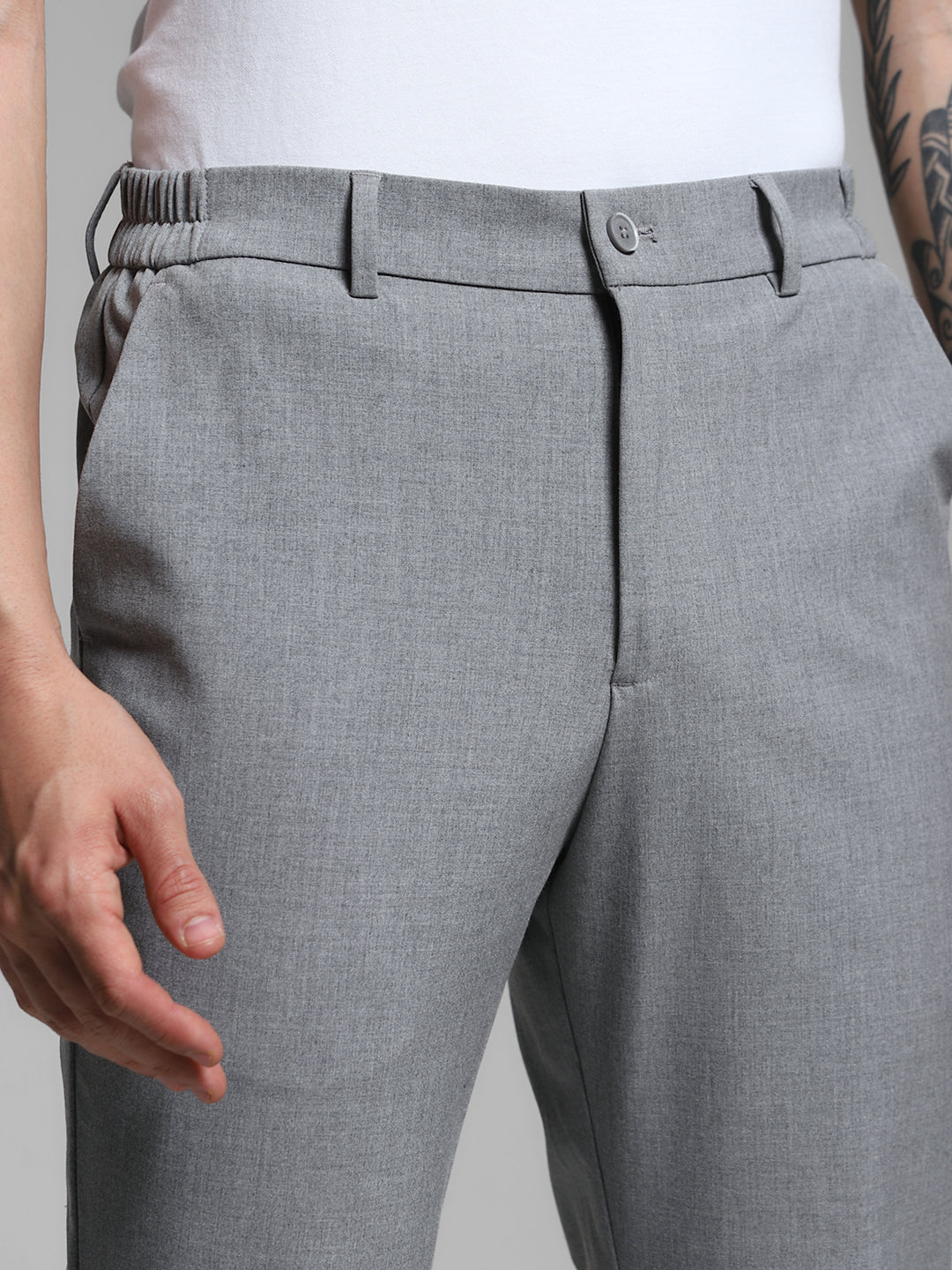Grey Tailored Slim Fit Pants
