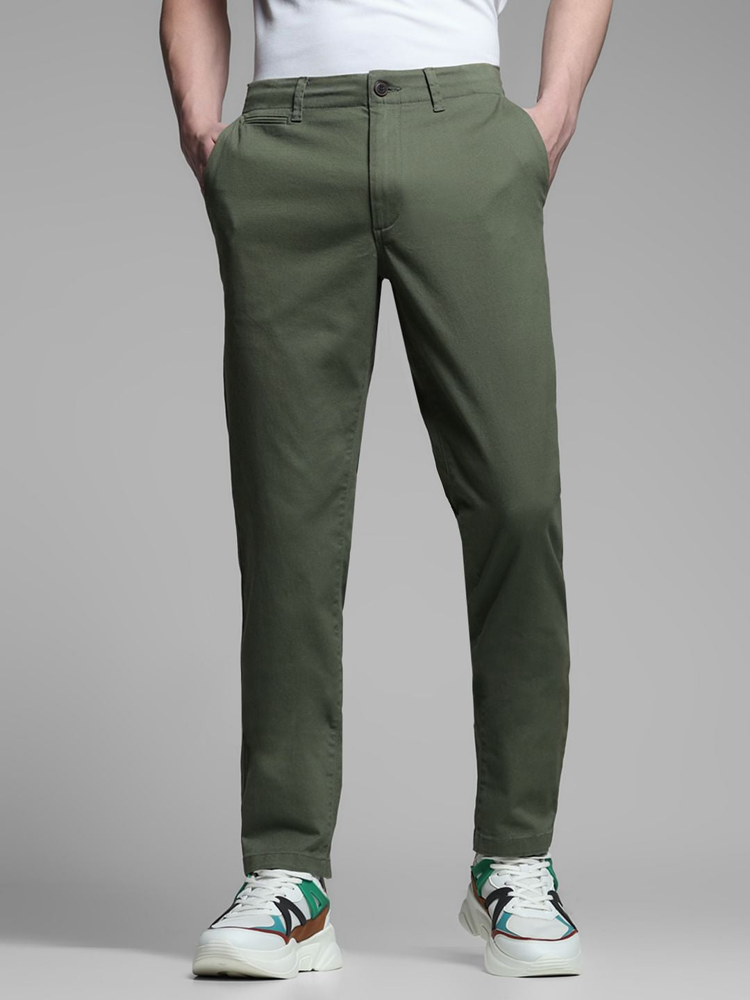Green Mid Rise Chino Pants