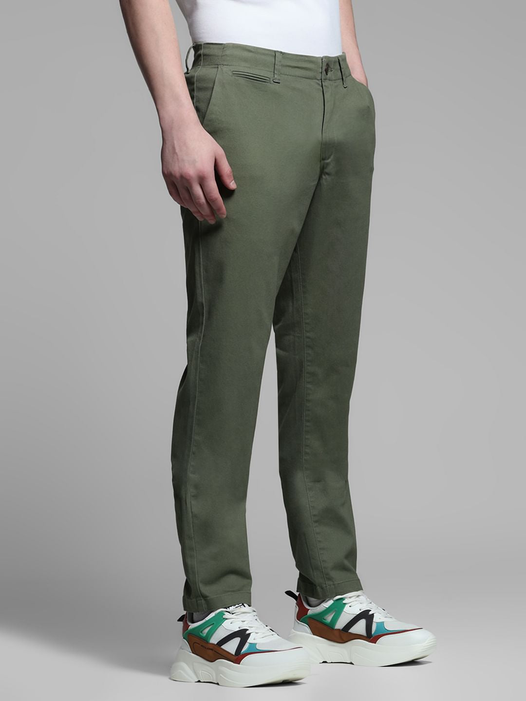 Green Mid Rise Chino Pants