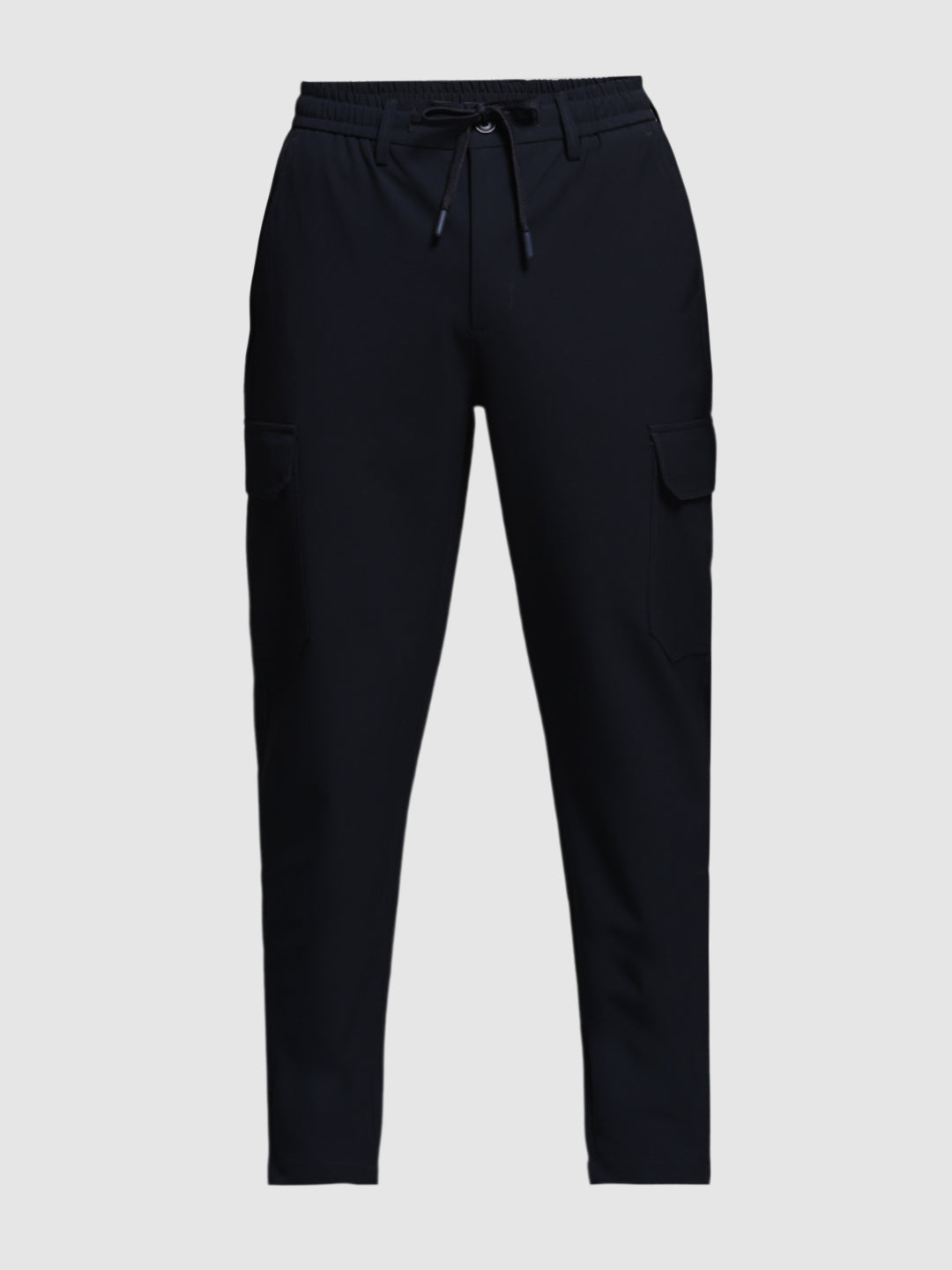 Men Solid Navy Blue Regular Fit Cargo Pants With 6 Pockets