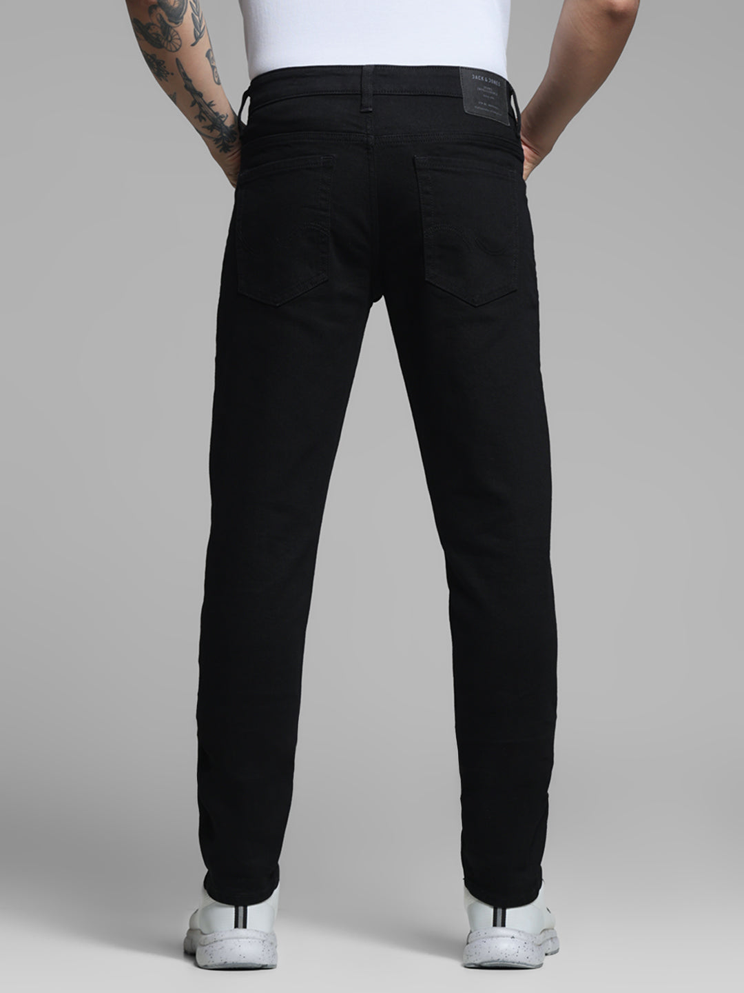 Men's Black Slim Fit Low Rise Solid Denim Jeans