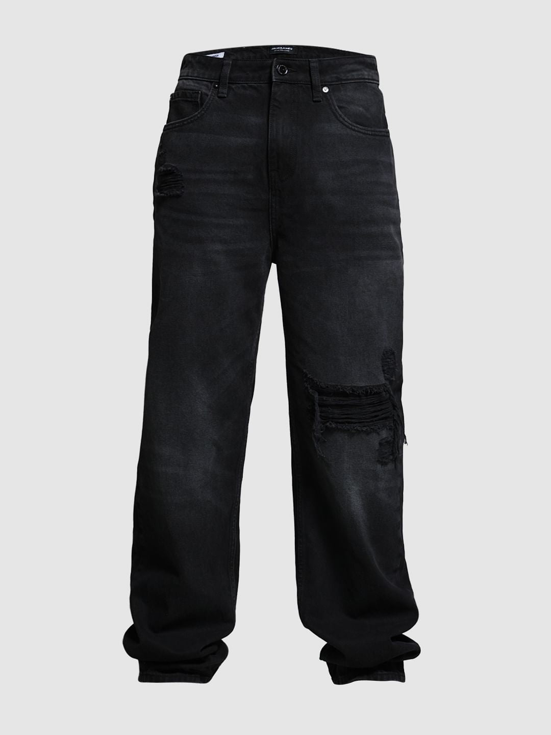 Black High Rise Distressed Dario Loose Fit Jeans