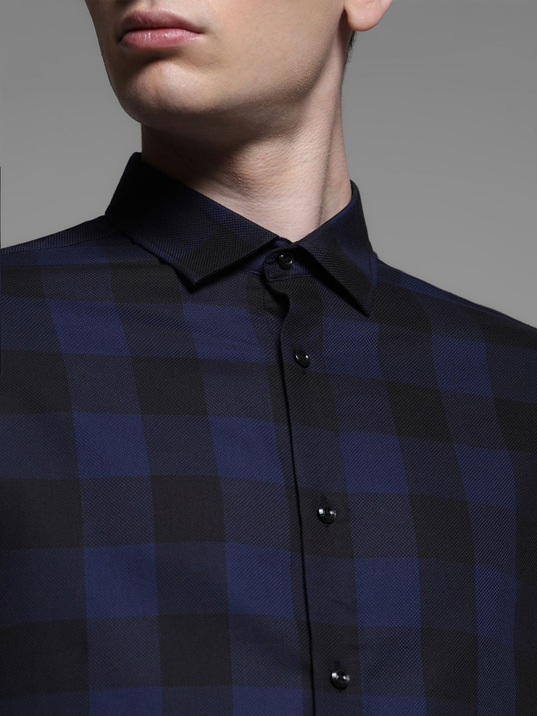 BLUE CHECK PRINT SHIRT