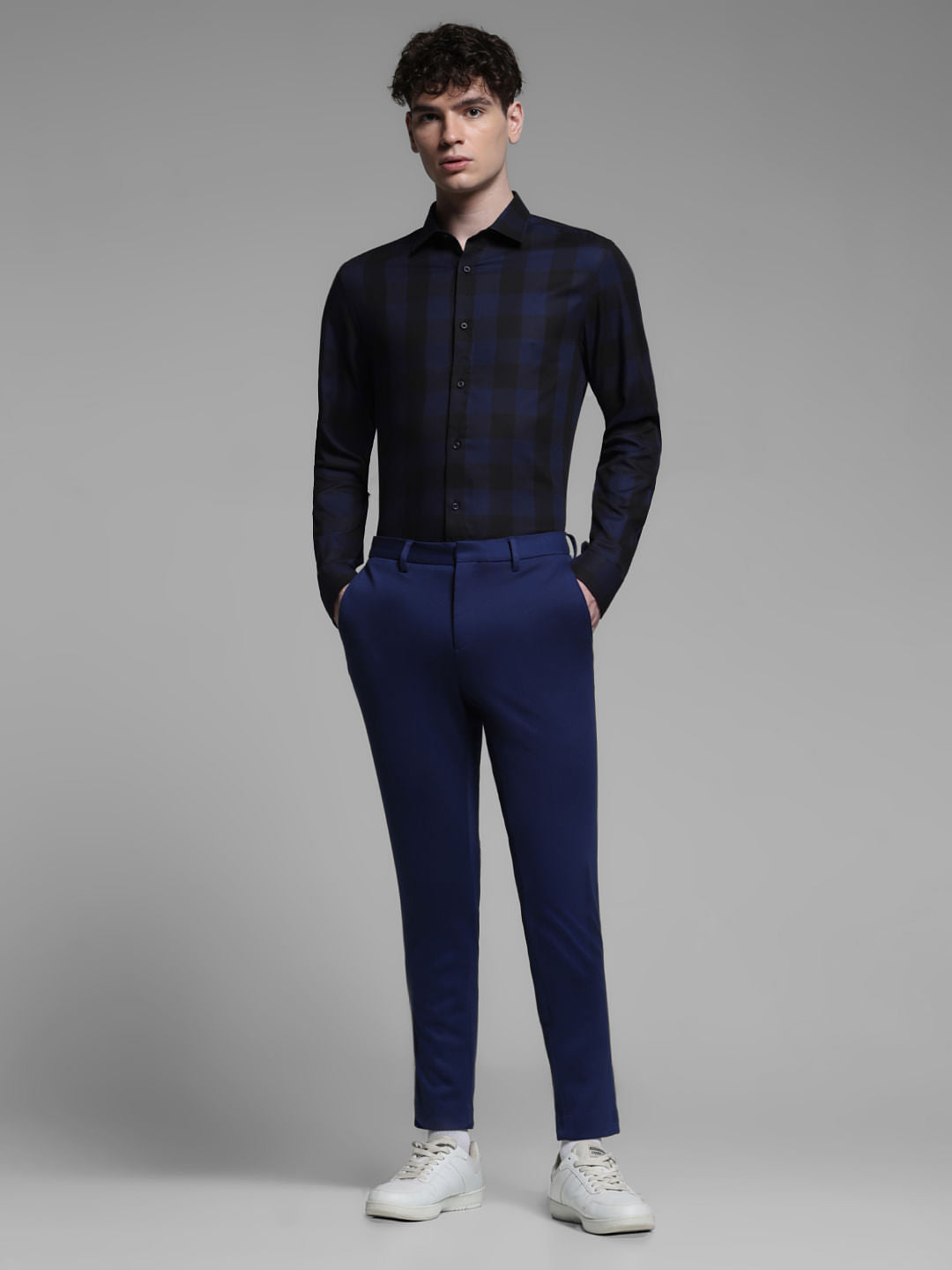 BLUE CHECK PRINT SHIRT