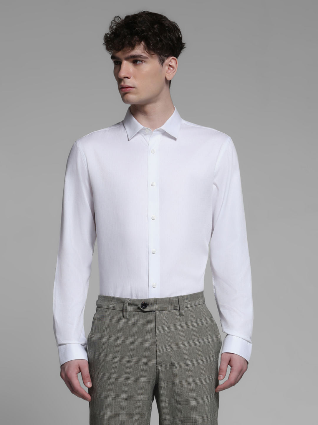 WHITE DOBBY FORMAL SHIRT
