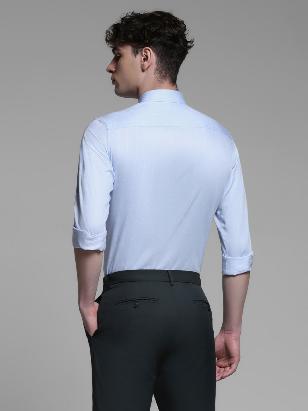 WHITE STRIPED FULL SLEEVES SHIRT