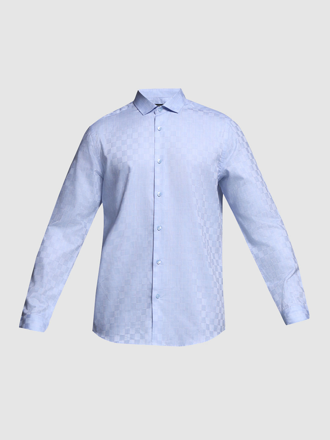 Blue Jacquard Full Sleeves Shirt