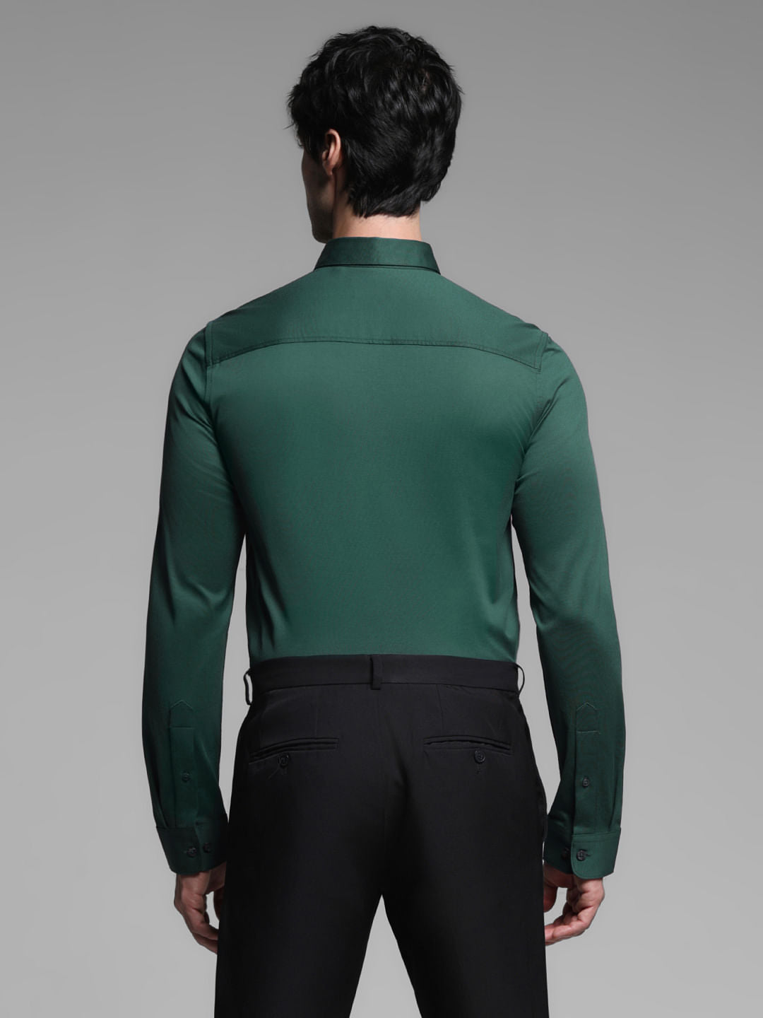 Dark Green Knitted Full Sleeves Shirt