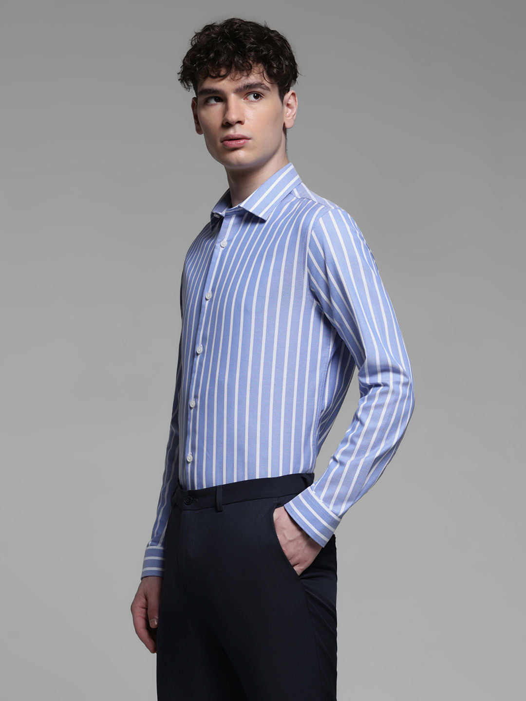 BLUE DOBBY STRIPED SHIRT