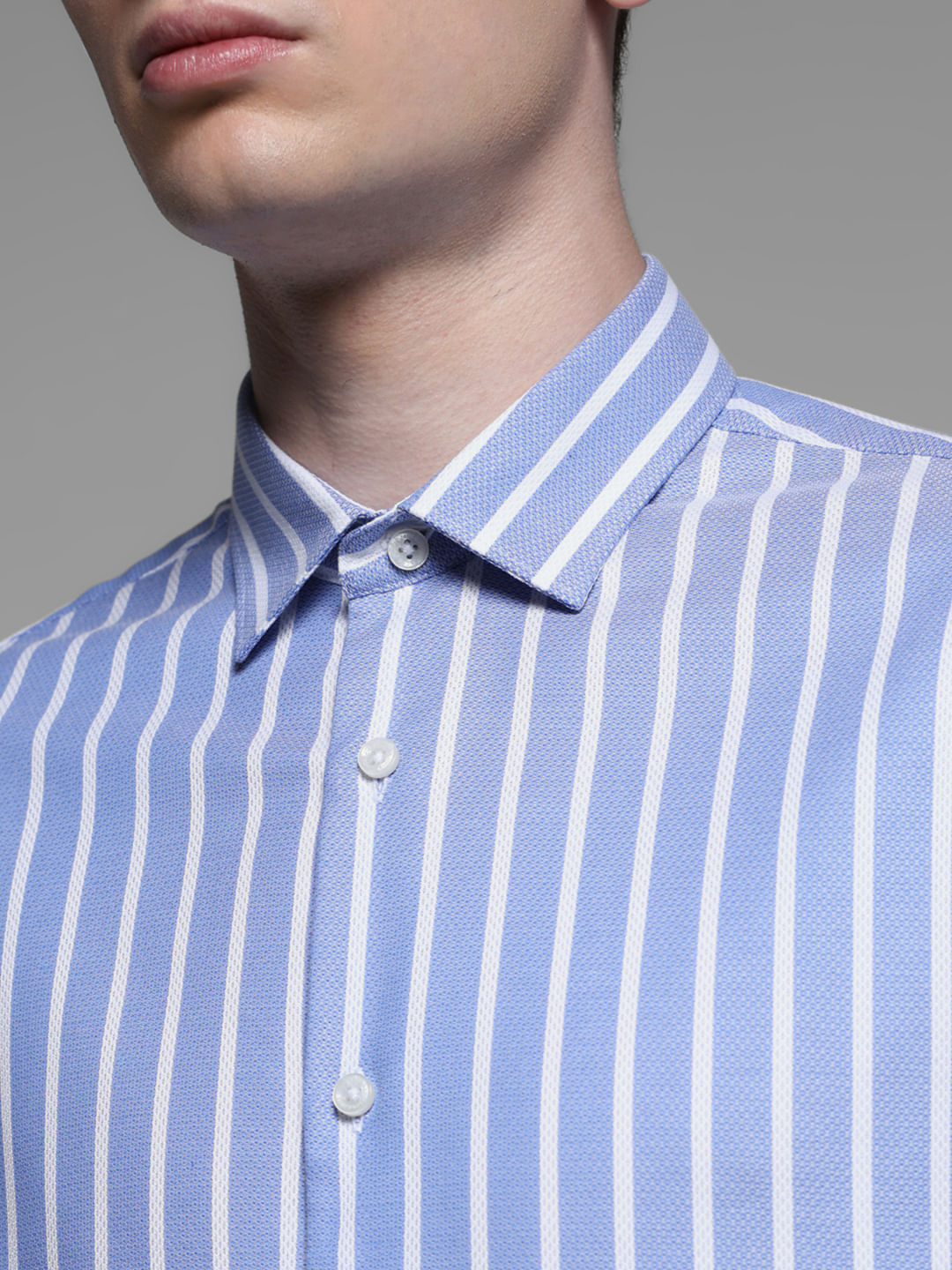 BLUE DOBBY STRIPED SHIRT