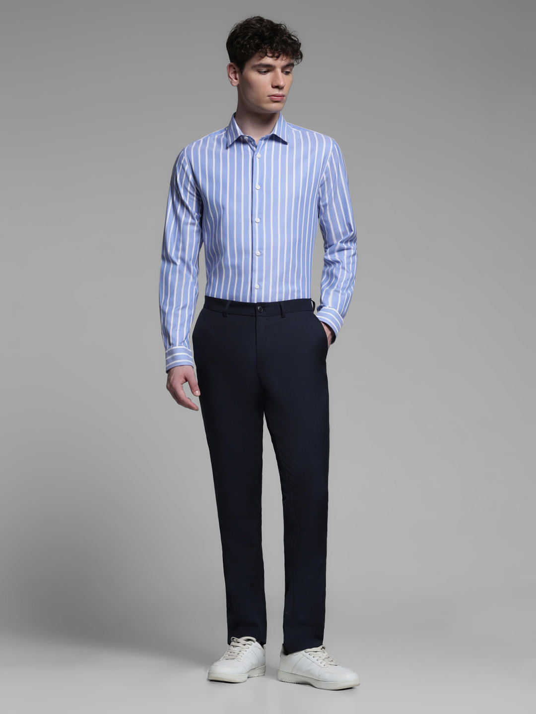 BLUE DOBBY STRIPED SHIRT