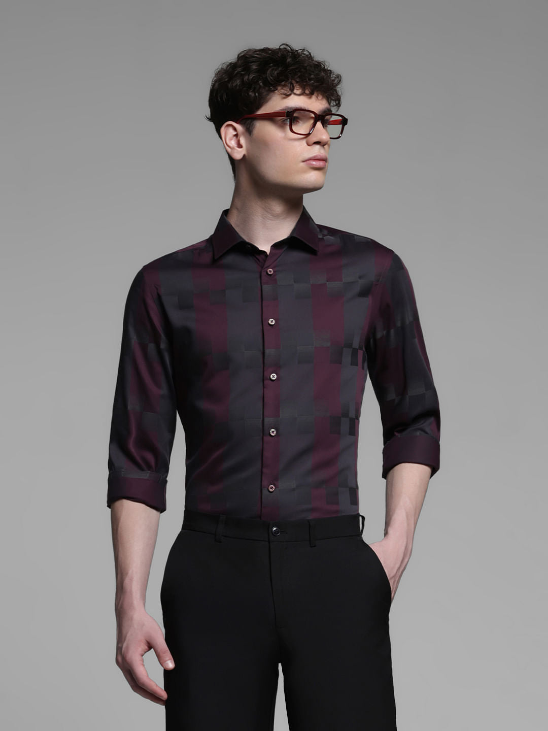 RED CHECK JACQUARD SHIRT