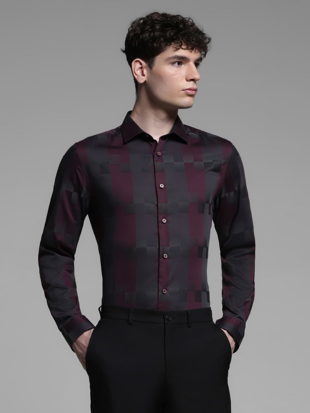 RED CHECK JACQUARD SHIRT