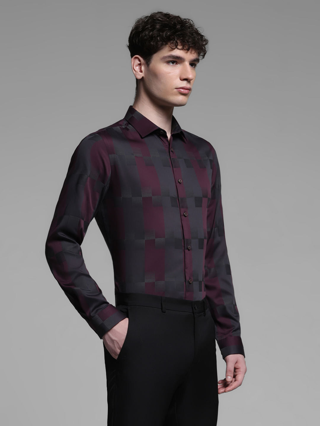 RED CHECK JACQUARD SHIRT