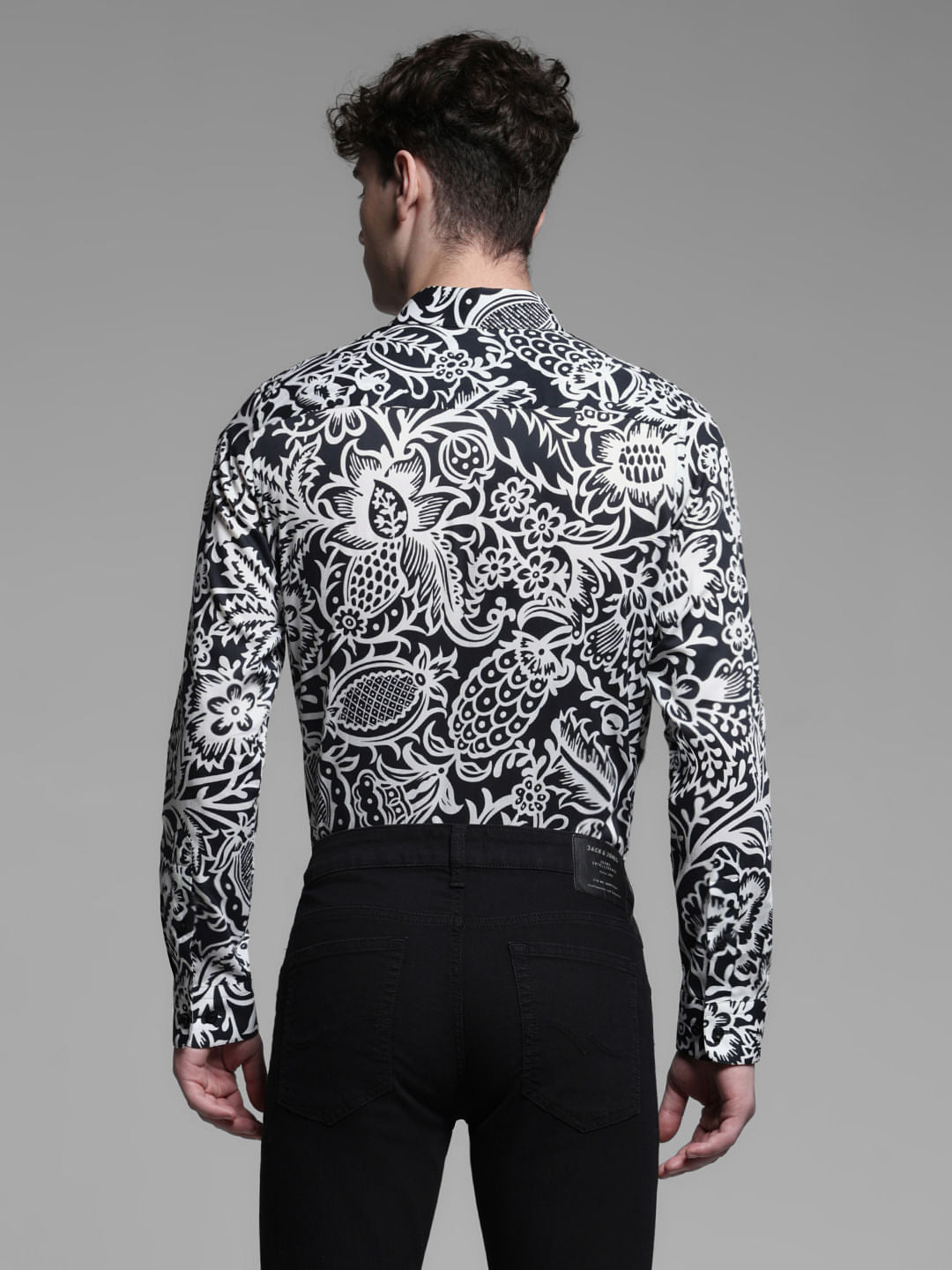 BLACK PRINTED FULL SLEEVES SHIRT