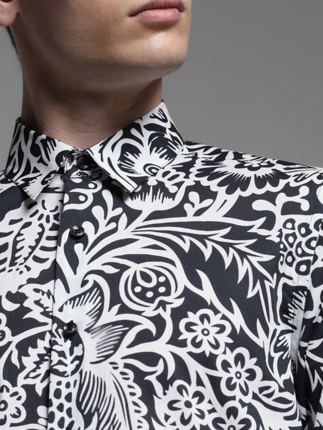 BLACK PRINTED FULL SLEEVES SHIRT