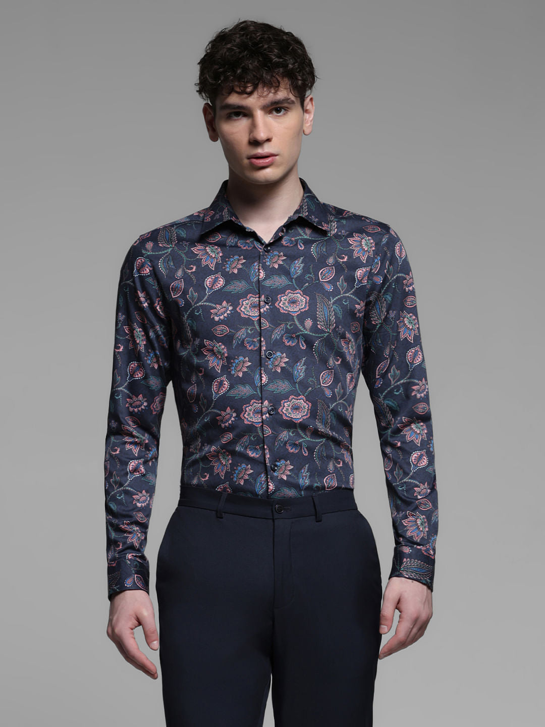 BLUE FLORAL COTTON SHIRT