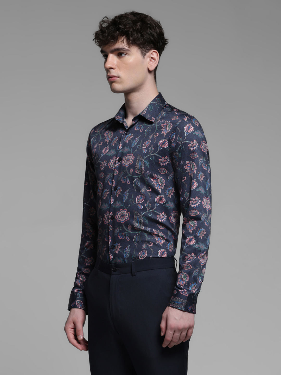 BLUE FLORAL COTTON SHIRT
