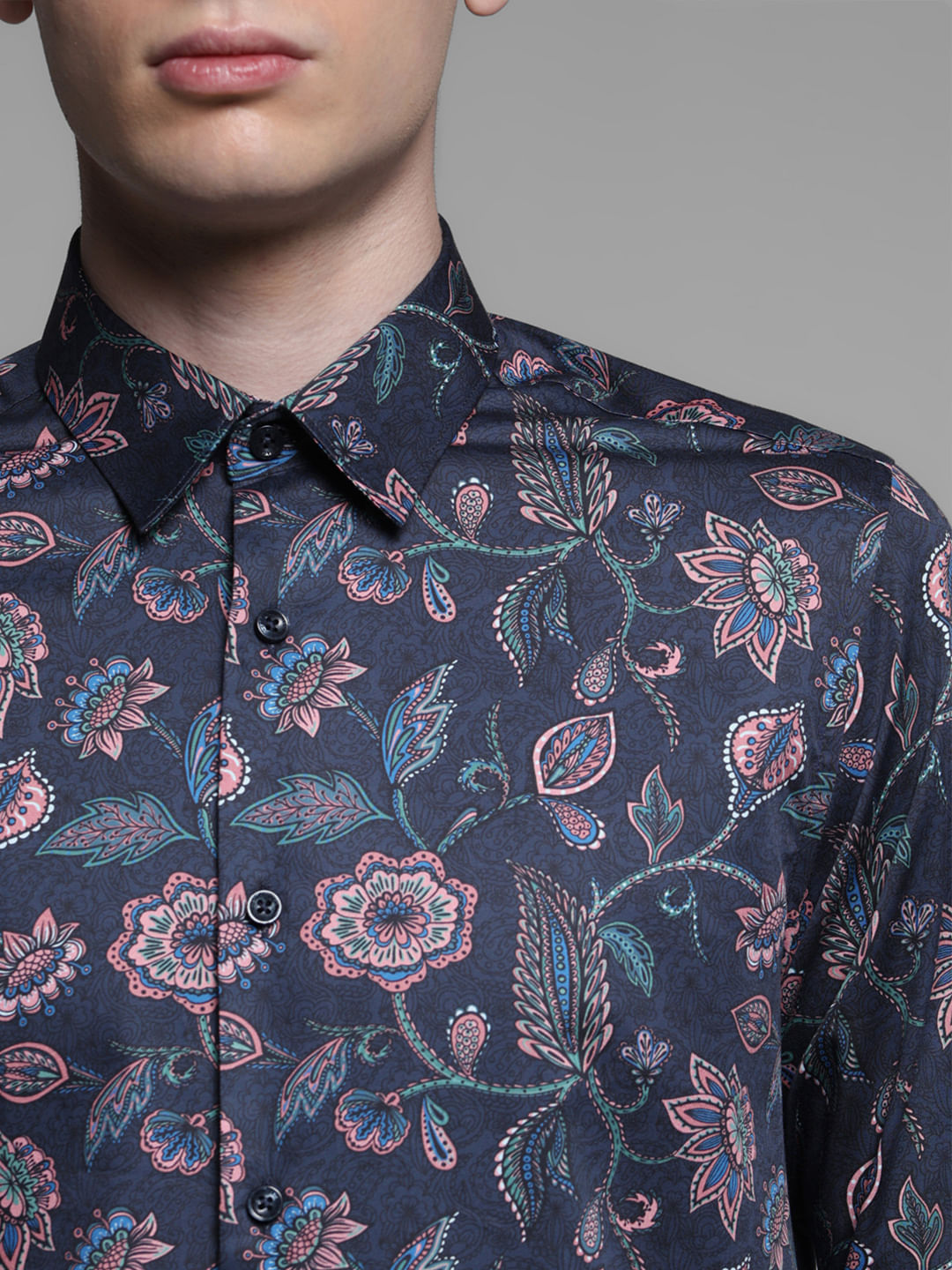 BLUE FLORAL COTTON SHIRT
