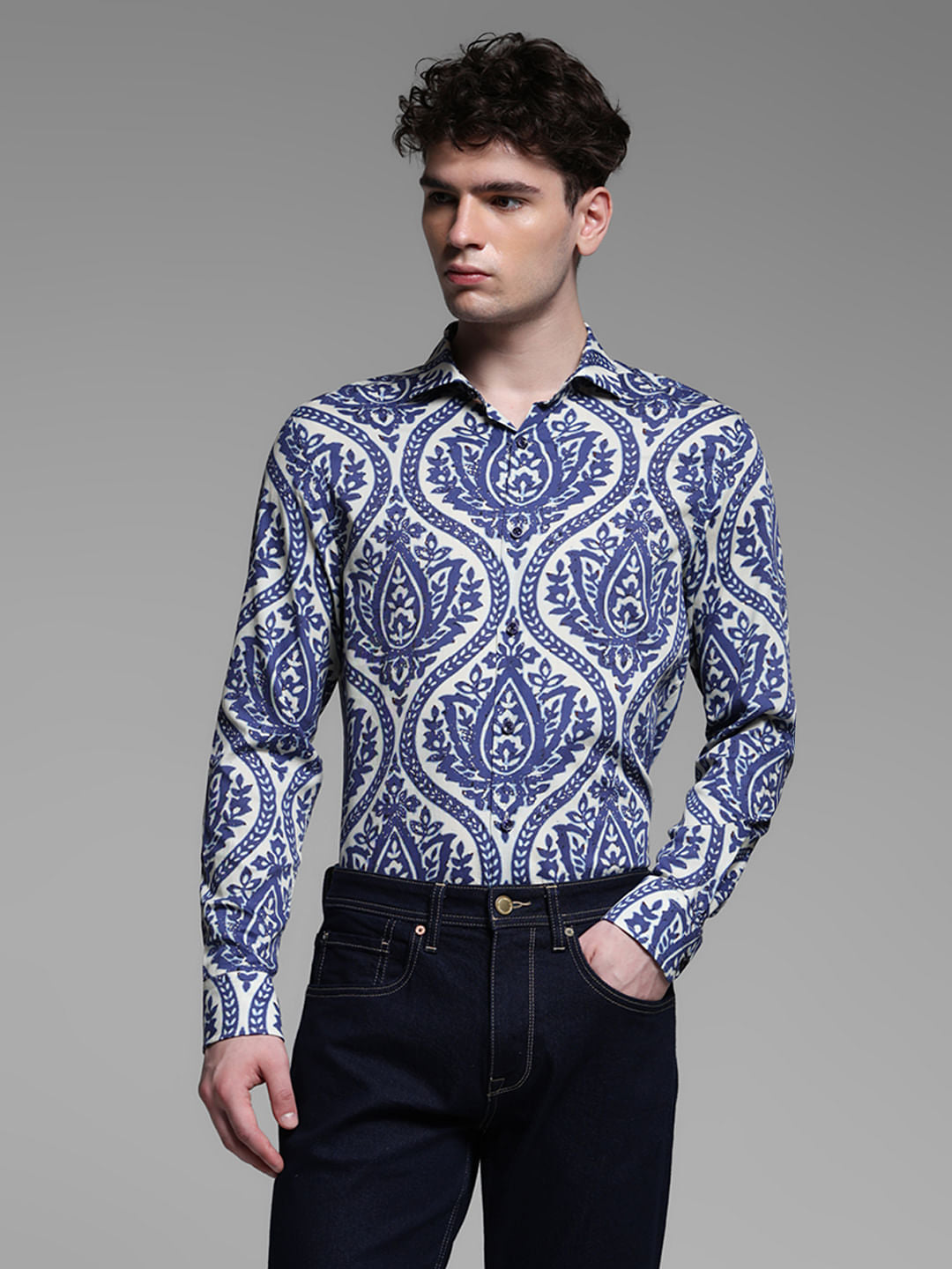 BLUE FLORAL PRINT SHIRT