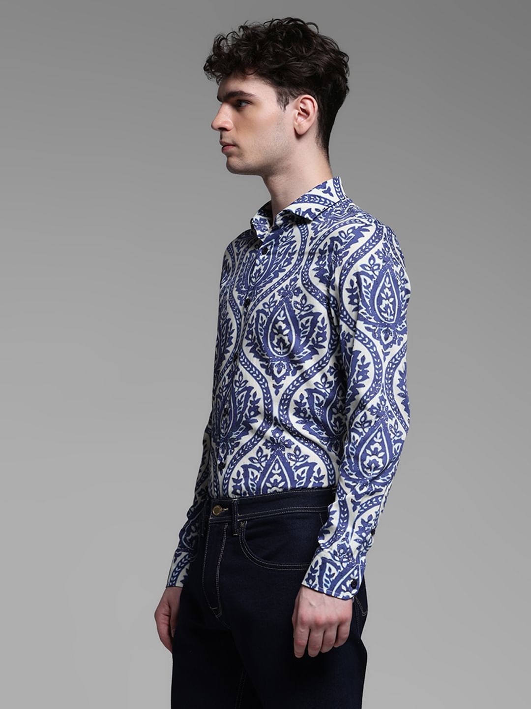 BLUE FLORAL PRINT SHIRT