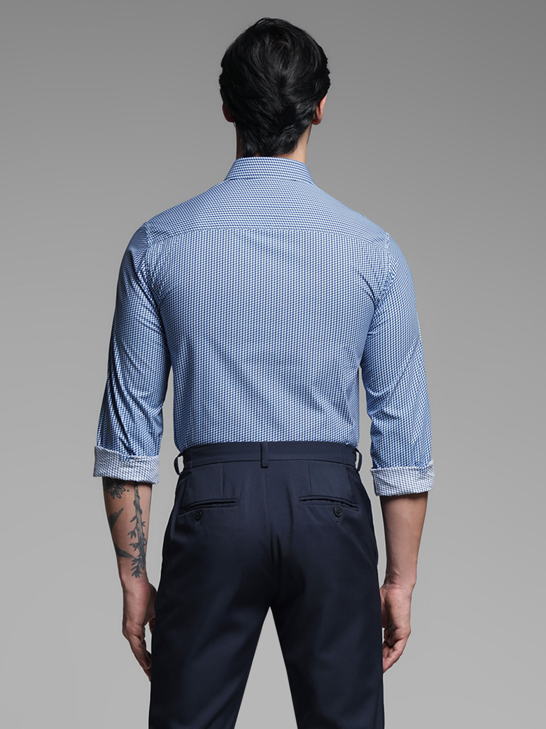 Blue Dobby Full Sleeves Shirt