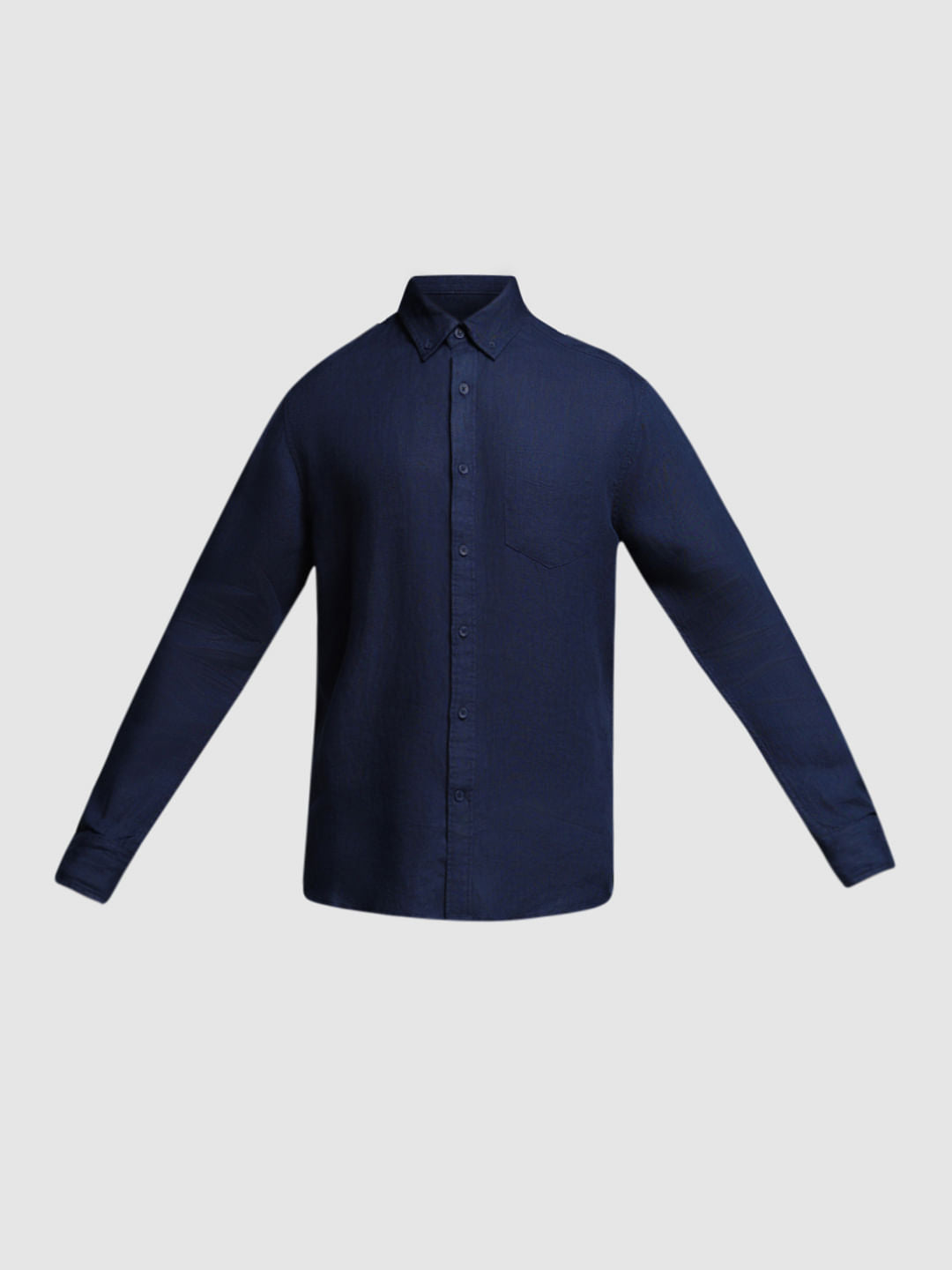 Dark Blue Linen Full Sleeves Shirt