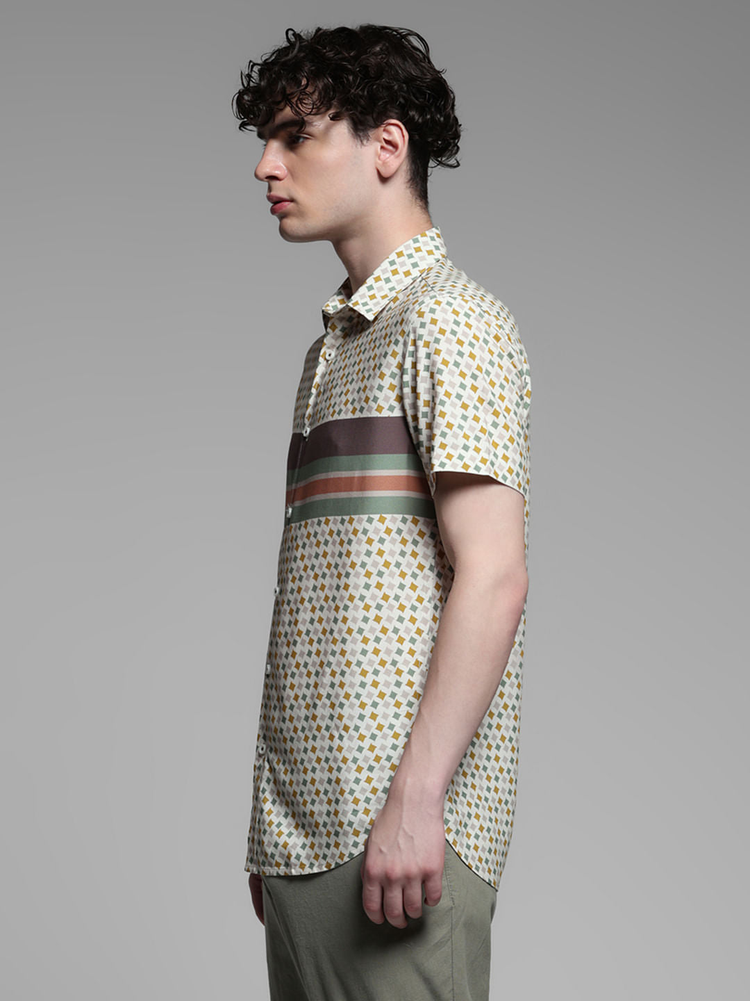 Blue Abstract Print Rayon Shirt