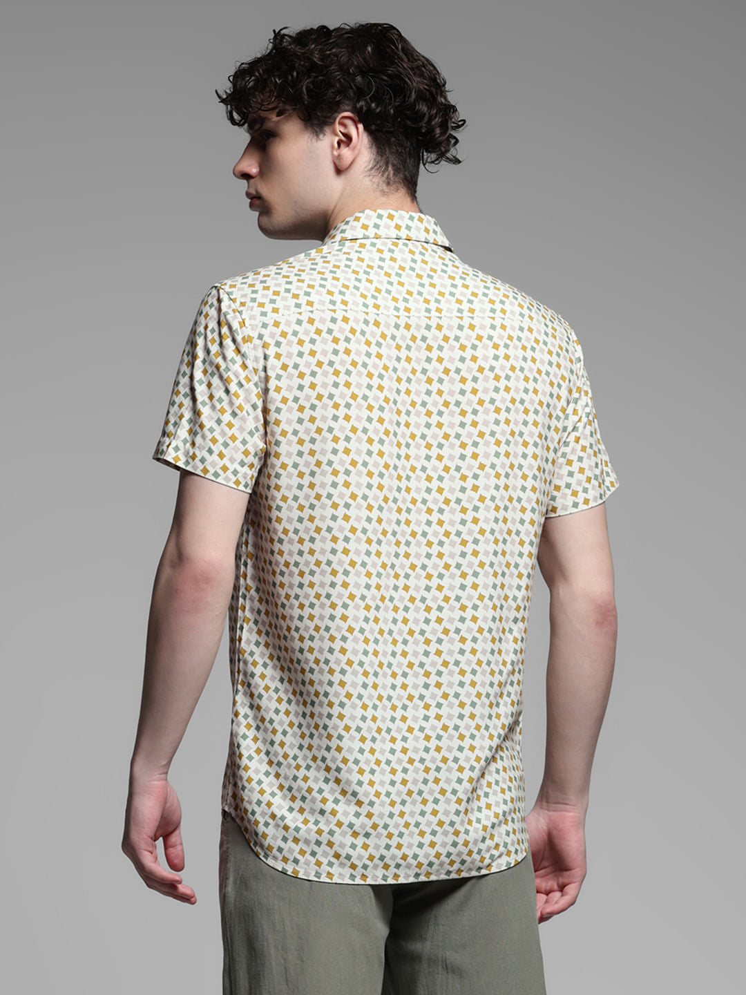 Blue Abstract Print Rayon Shirt